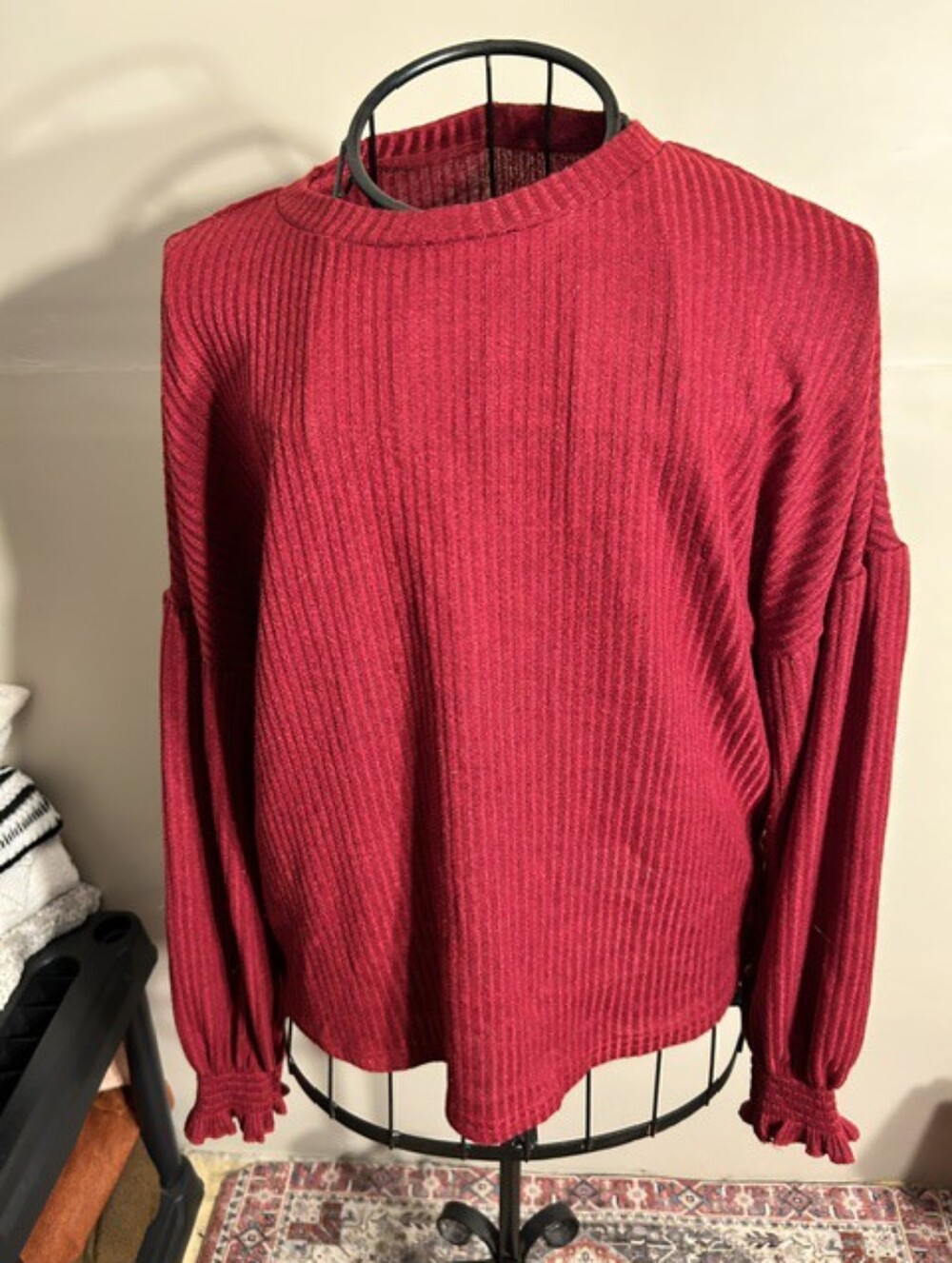 NEW maroon size large   shirt womens blouse casual dress sleeve